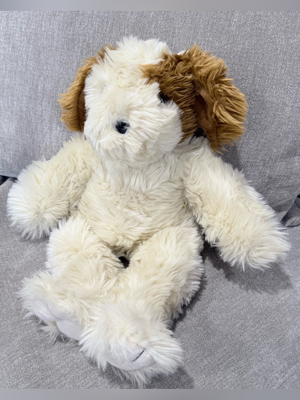 Build-A-Bear Scruffy Puppy Shaggy Dog Plush Cream Tan Brown Floppy Ears